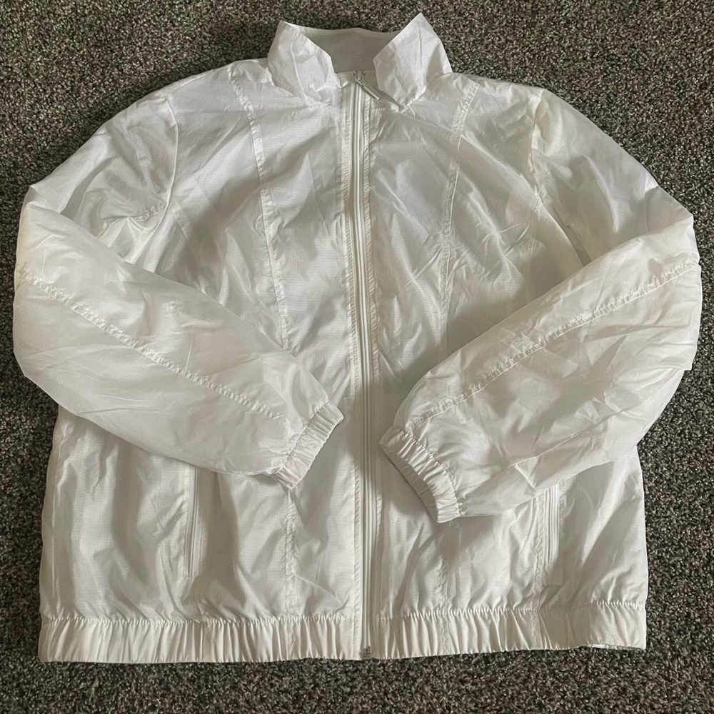 Denim & Co Active White Long Sleeve Windbreaker Jacket L